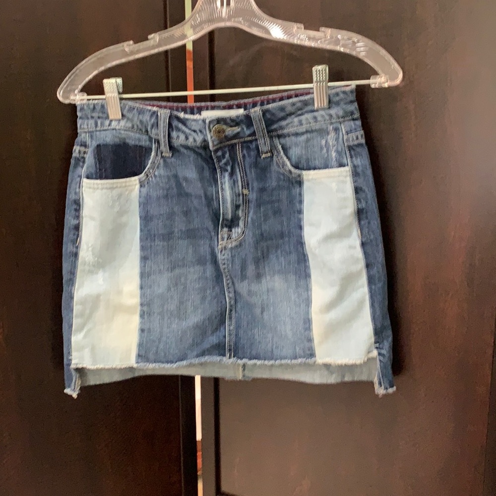 Cello patchwork denim mini skirt
